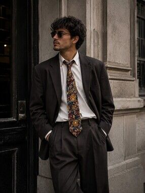 Gant Mens Womens 100% Silk Tie Neutral Floral Regular Width